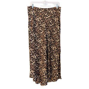 Zara Leopard Midi Slip Skirt